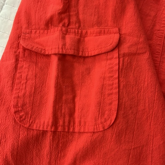 100% Cotton Orange Full Leg Shorts w/ Cargo Pocket & Elastic Drawstring Waist - Picture 6 of 7